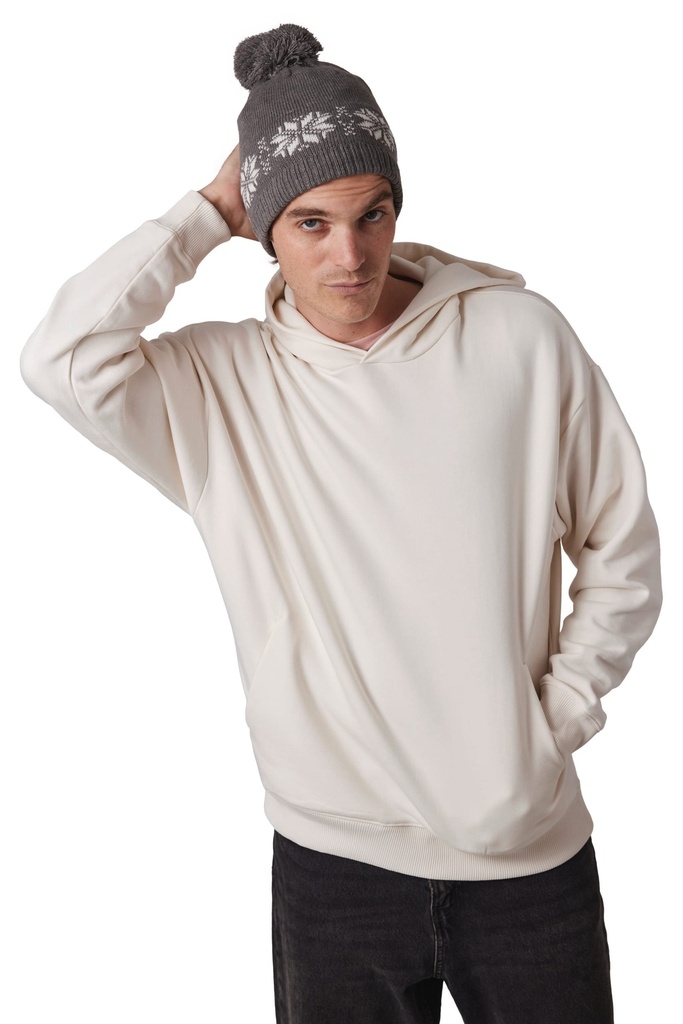 [KP540-CherryRed-OneSize] KP540 - Bonnet de Noël tricoté motif étoiles - CherryRed