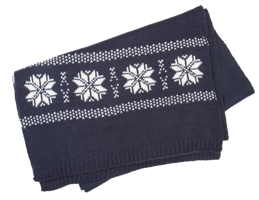 [KP541-NightNavy-OneSize] KP541 - Echarpe de Noël tricotée motif étoiles - NightNavy
