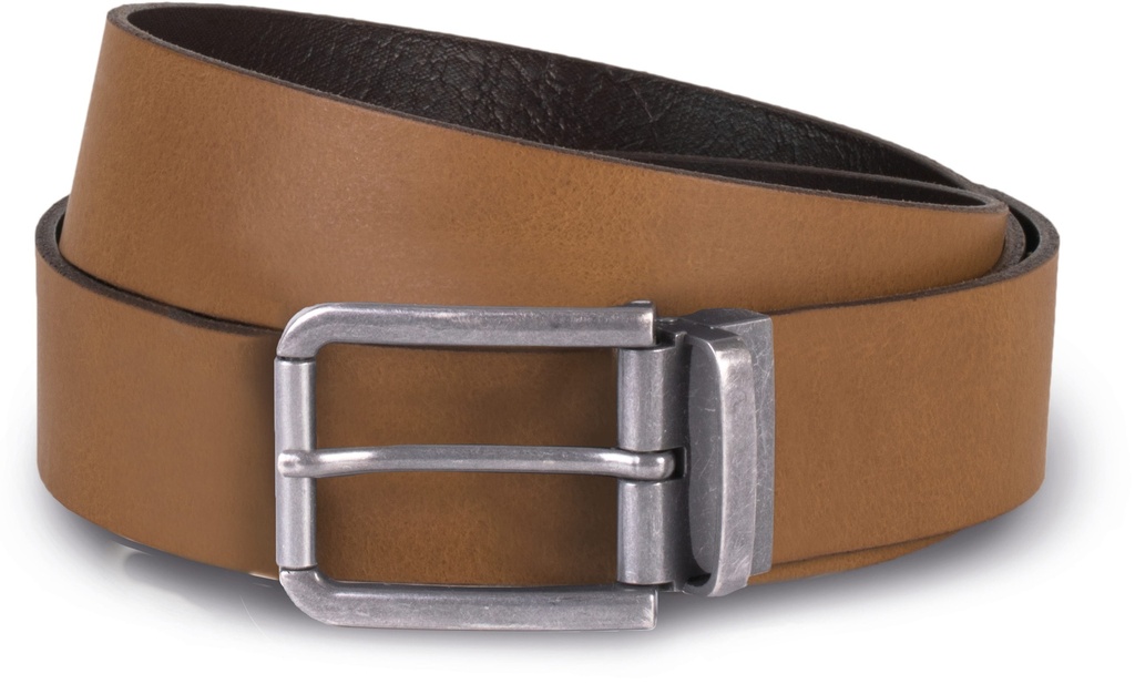 [KP812-Cognac-OneSize] KP812 - Ceinture en cuir à bord franc - 35 mm - Cognac