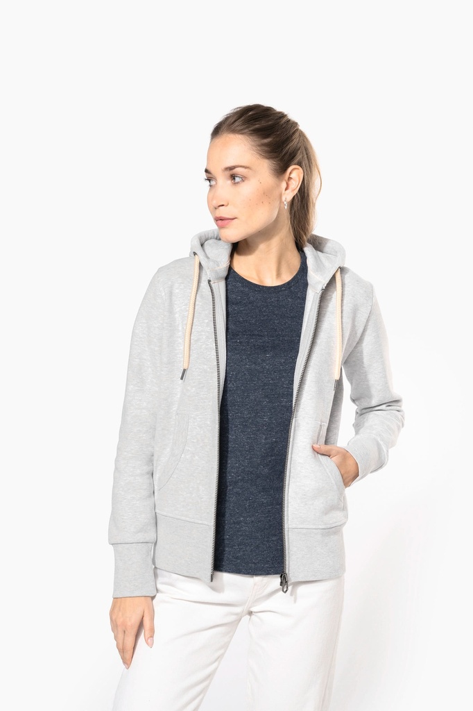 [KV2307-VintageNavy-XS] KV2307 - Sweat-shirt vintage zippé à capuche femme - VintageNavy (XS)