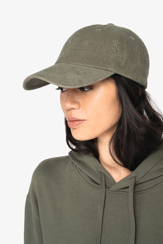 [NS016-Ivory-OneSize] NS016 - Casquette écoresponsable en velours côtelé 6 panneaux unisexe - Ivory