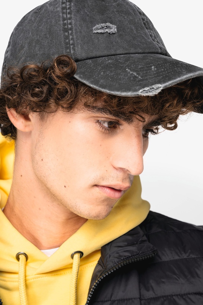 [NS026-WashedAlmondGreen-OneSize] NS026 - Casquette écoresponsable effet déchiré unisexe - WashedAlmondGreen