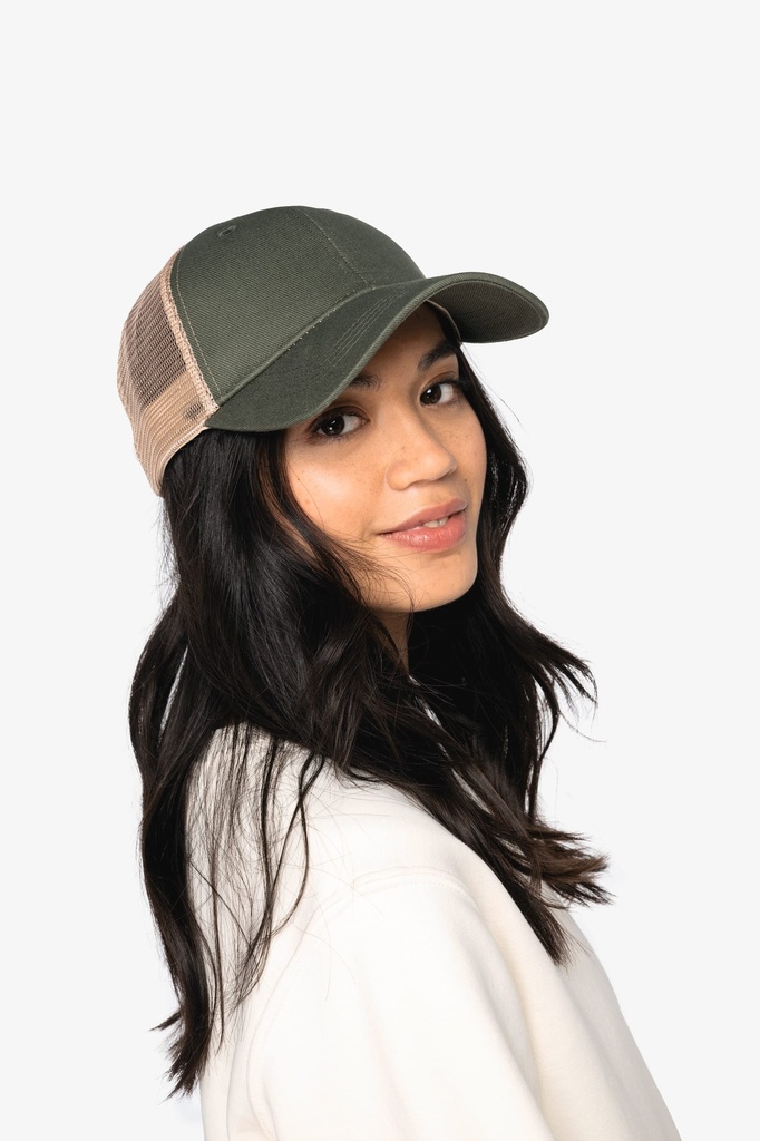 [NS036-Black-OneSize] NS036 - Casquette trucker écoresponsable 6 panneaux unisexe - Black