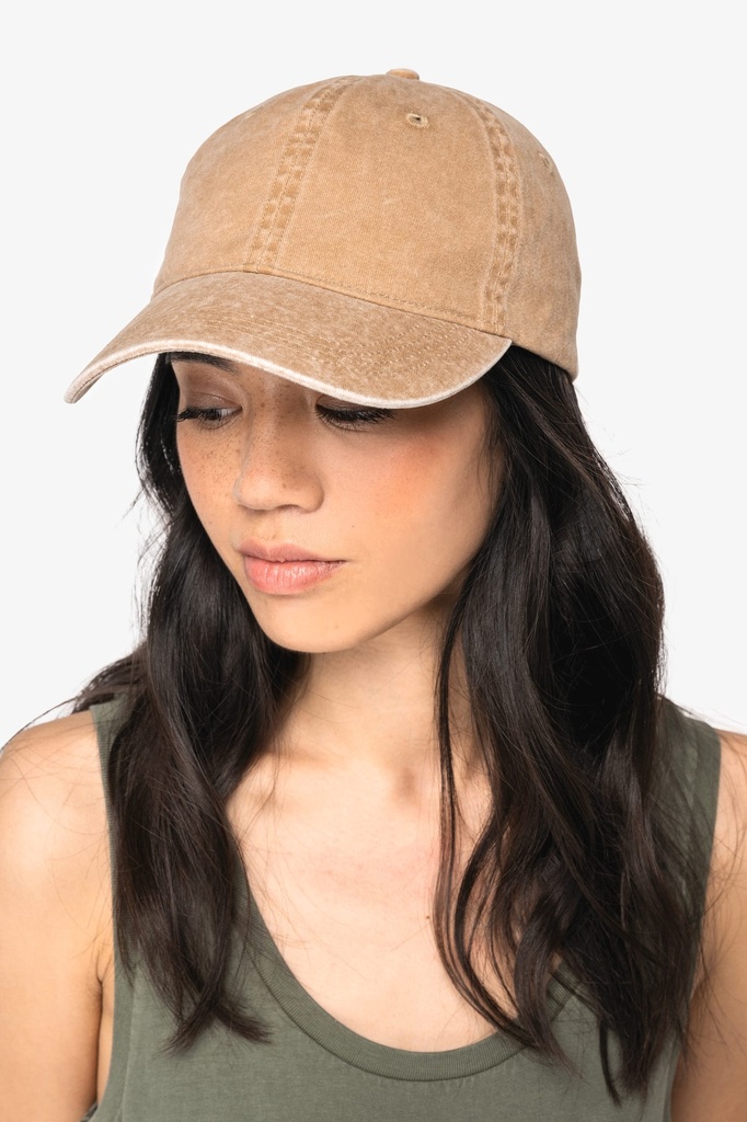 [NS040-WashedDarkCamel-OneSize] NS040 - Casquette écoresponsable délavée unisexe - WashedDarkCamel