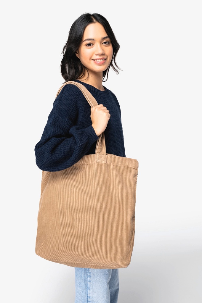 [NS133-WashedOrganicKhaki-OneSize] NS133 - Sac écoresponsable délavé en velours côtelé  - WashedOrganicKhaki