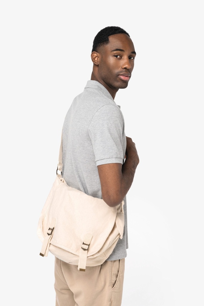 [NS140-WashedNavyBlue-OneSize] NS140 - Sac besace écoresponsable délavé - WashedNavyBlue