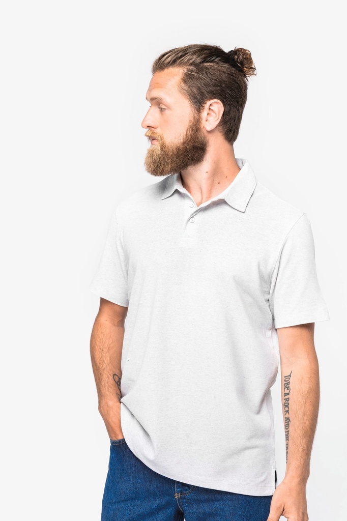[NS210-RecycledCreamHeather-XS] NS210 - Polo écoresponsable recyclé homme  - RecycledCreamHeather (XS)