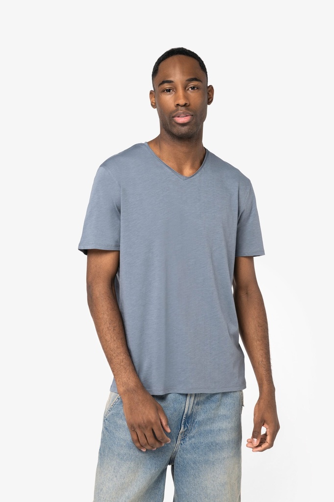 [NS318-NavyBlue-S] NS318 - T-shirt écoresponsable slub bords francs homme  - NavyBlue (S)