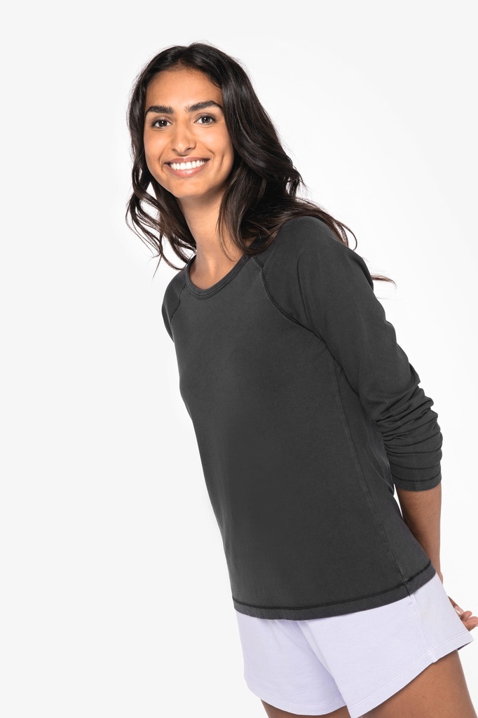 [NS339-WashedOrganicKhaki-XS] NS339 - T-shirt écoresponsable raglan manches longues femme  - WashedOrganicKhaki (XS)