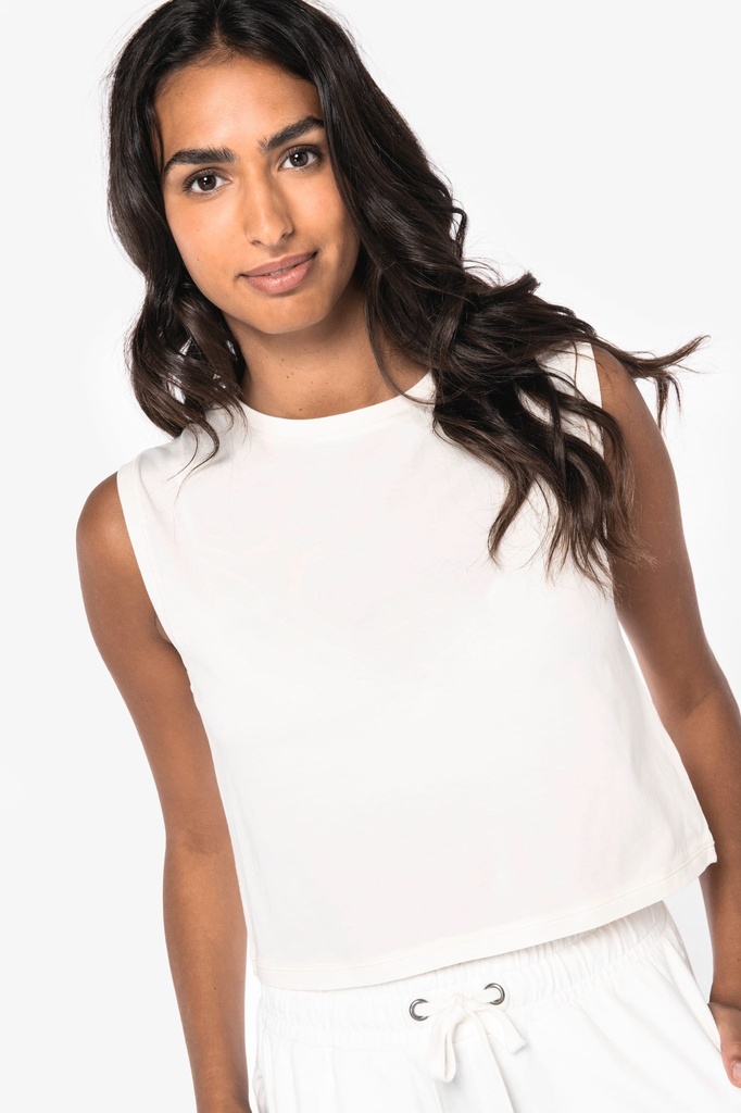 NS342 - T-shirt écoresponsable  crop sans manche femme - WashedCoalGrey
