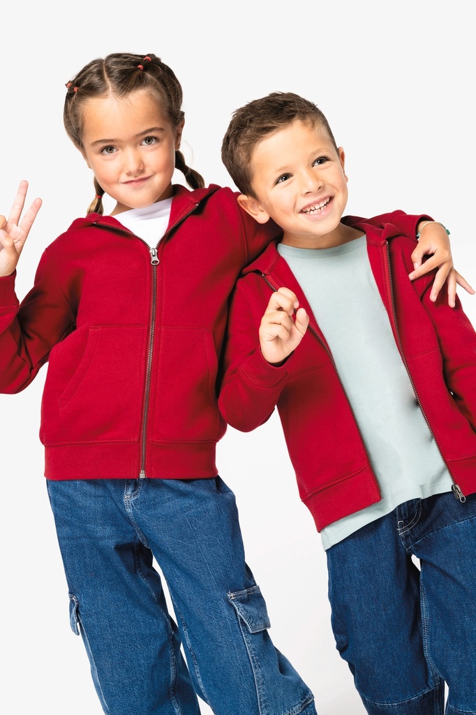 [NS405-MoonGreyHeather-12/14ans] NS405 - Sweat-shirt écoresponsable zippé à capuche enfant  - MoonGreyHeather (12/14 ANS)
