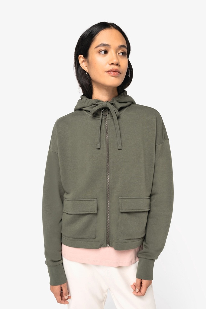 [NS409-JadeGreen-XS] NS409 - Sweat-shirt écoresponsable zippé à capuche French Terry femme - JadeGreen (XS)