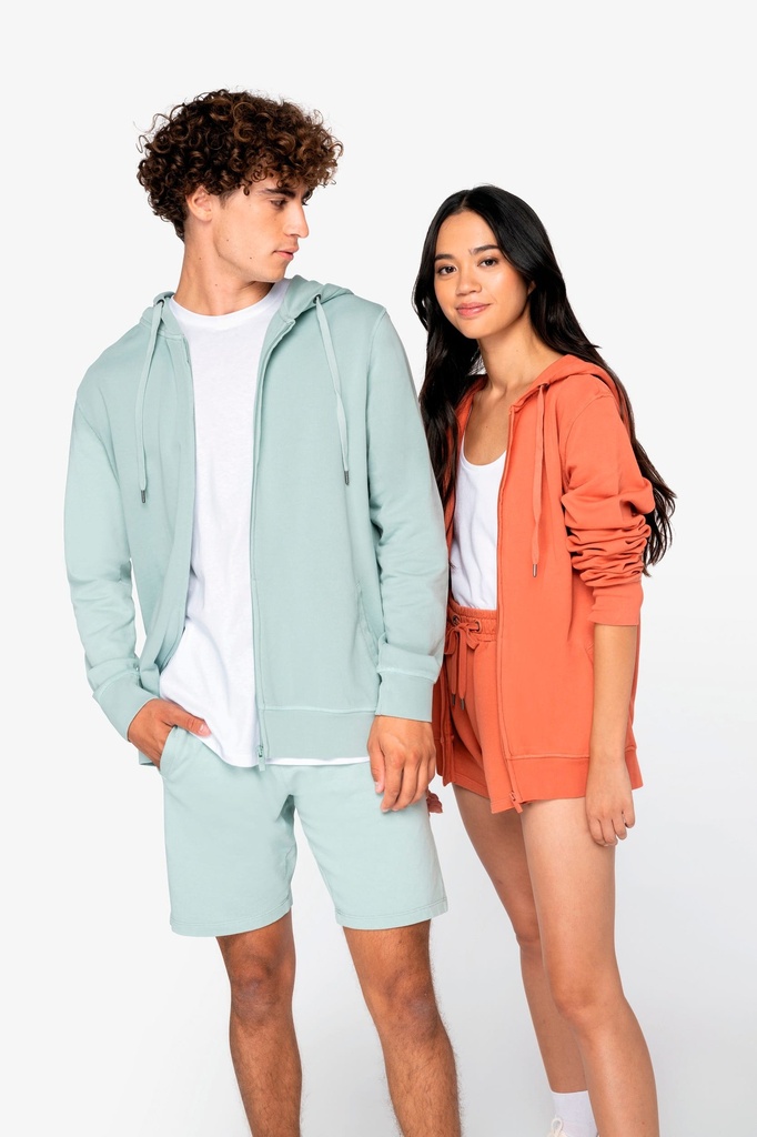 [NS417-WashedPomelo-2XS] NS417 - Sweat-shirt écoresponsable zippé à capuche French Terry unisexe - WashedPomelo (2XS)