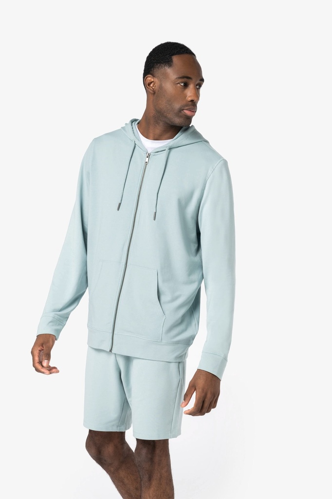 [NS426-Aquamarine-XS] NS426 - Sweat-shirt écoresponsable zippé à capuche en modal homme - Aquamarine (XS)