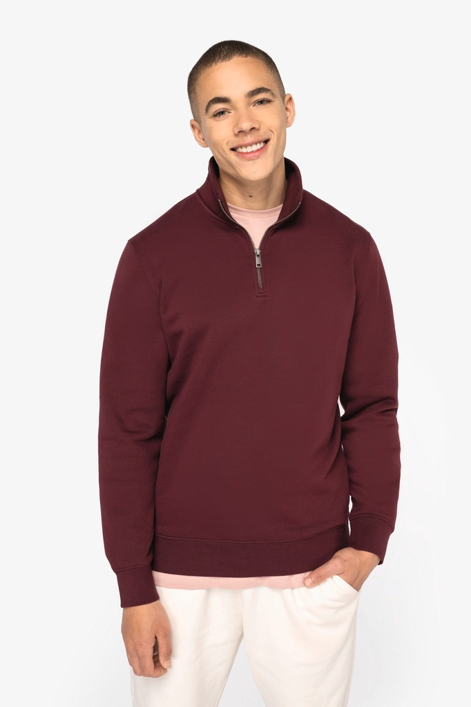 [NS428-DarkCherry-XS] NS428 - Sweat-shirt écoresponsable à col montant zippé homme - DarkCherry (XS)