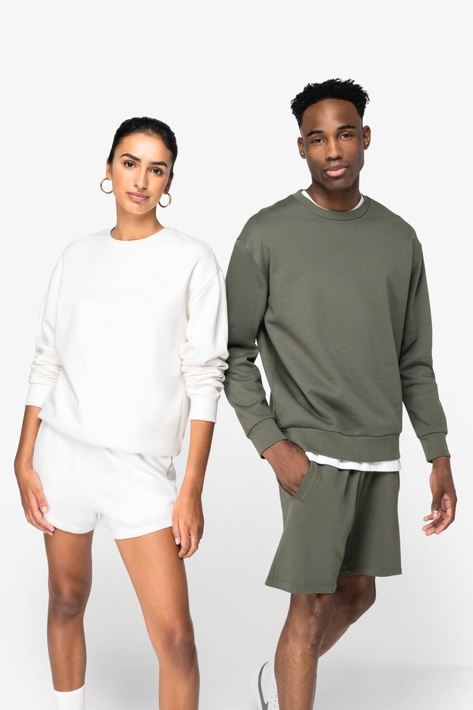 [NS435-NavyBlue-2XS] NS435 - Sweat-shirt écoresponsable à col rond à épaules tombantes molleton gratté unisexe - NavyBlue (2XS)