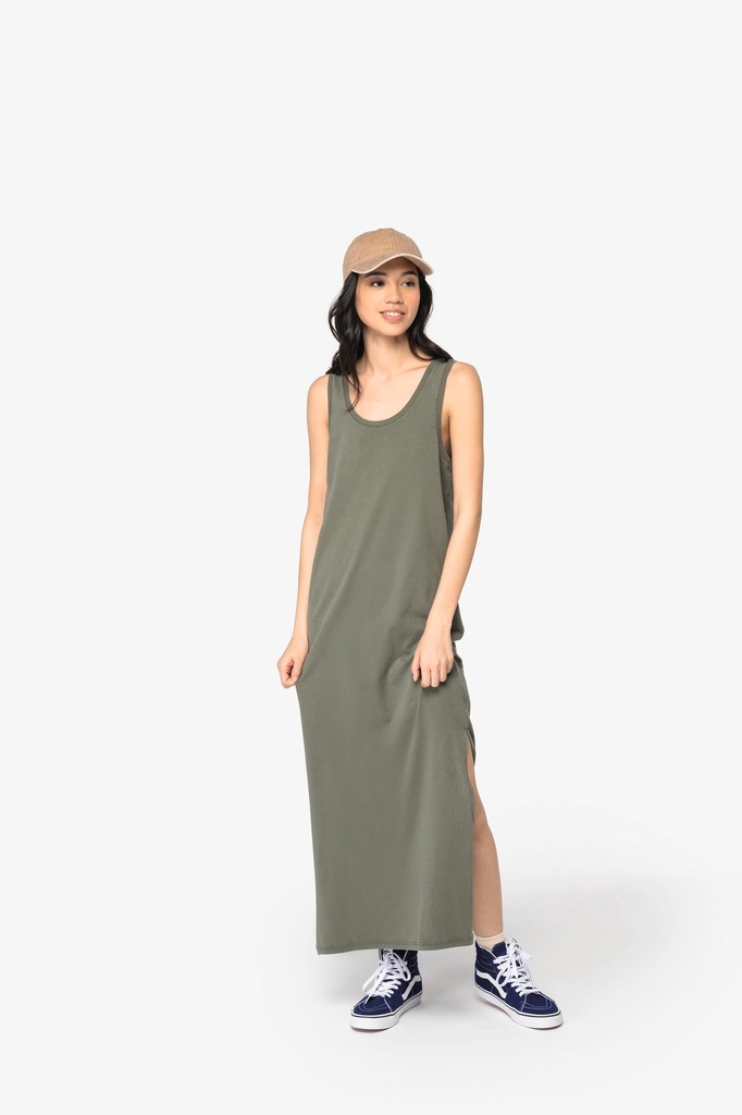 [NS5012-WashedOrganicKhaki-XS] NS5012 - Robe écoresponsable délavée en jersey femme - WashedOrganicKhaki (XS)