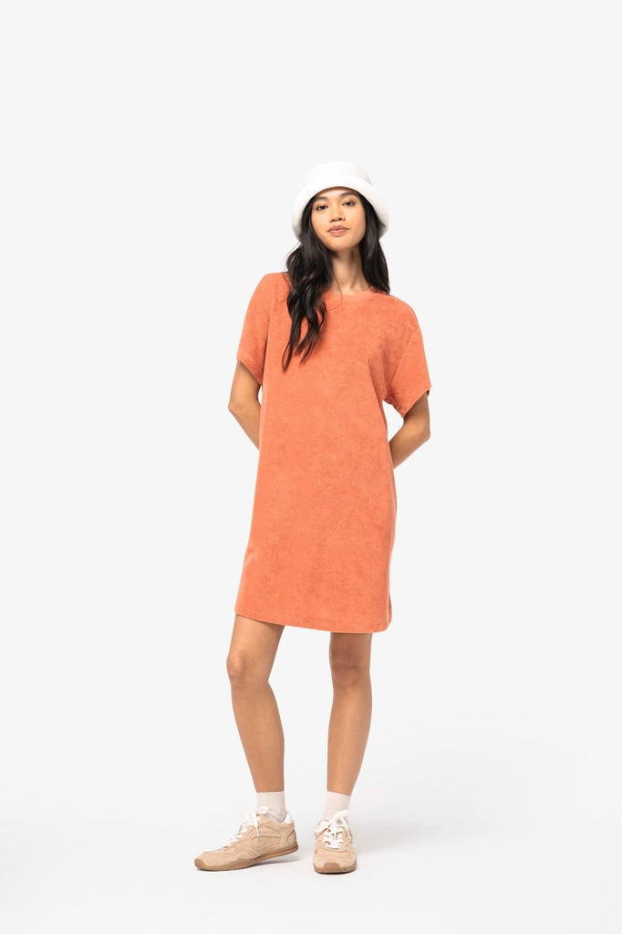 [NS5028-MalachiteGreen-XS] NS5028 - Robe t-shirt écoresponsable en éponge à épaules tombantes femme - MalachiteGreen (XS)