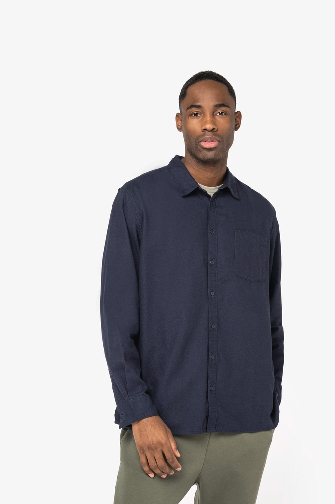 [NS520-Black-S] NS520 - Chemise écoresponsable en flanelle homme - Black (S)