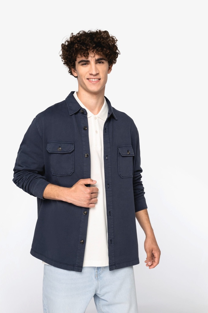 [NS521-Washedblack-S] NS521 - Surchemise écoresponsable délavée en molleton gratté homme - Washedblack (S)