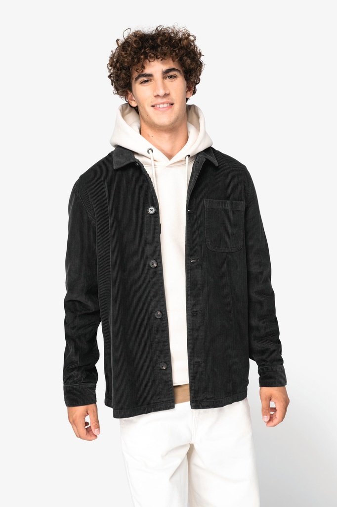 [NS603-WashedOrganicKhaki-S] NS603 - Veste écoresponsable en velours côtelé homme  - WashedOrganicKhaki (S)