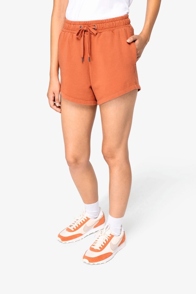 [NS715-WashedOrganicKhaki-XS] NS715 - Short écoresponsable French Terry femme  - WashedOrganicKhaki (XS)