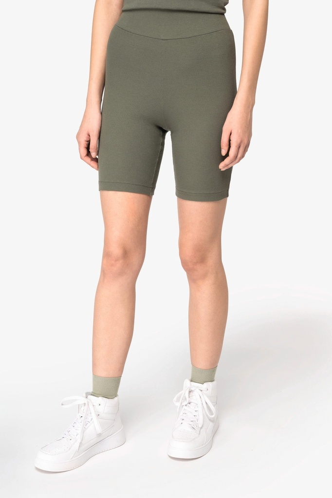 [NS744-Black-XS] NS744 - Short écoresponsable côtelé femme - Black (XS)