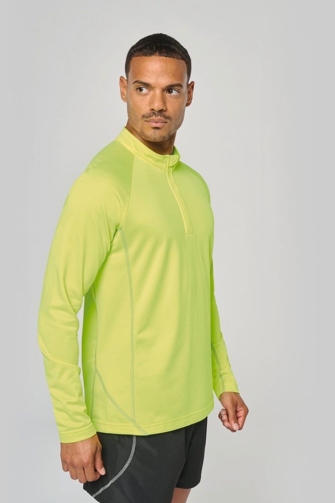 [PA335-FluorescentYellow-XS] PA335 - Haut de sport manches longues ¼ zip homme - FluorescentYellow (XS)