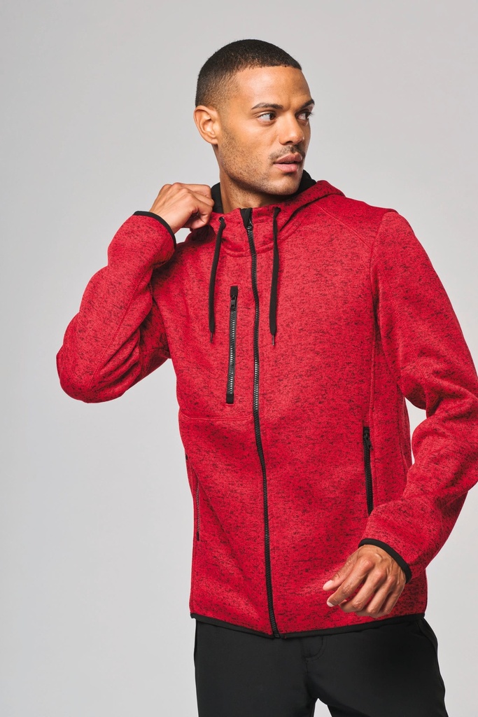 [PA365-DarkGreyMelange-S] PA365 - Veste à capuche chinée homme - DarkGreyMelange (S)