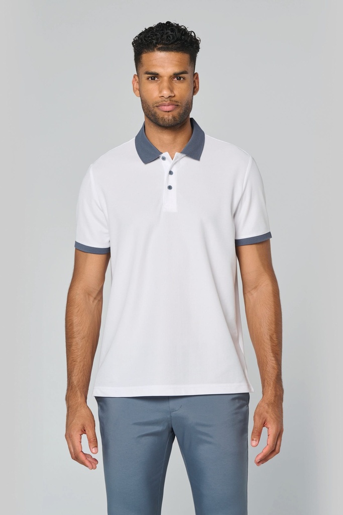 [PA489-White-XS] PA489 - Polo piqué performance homme - White (XS)