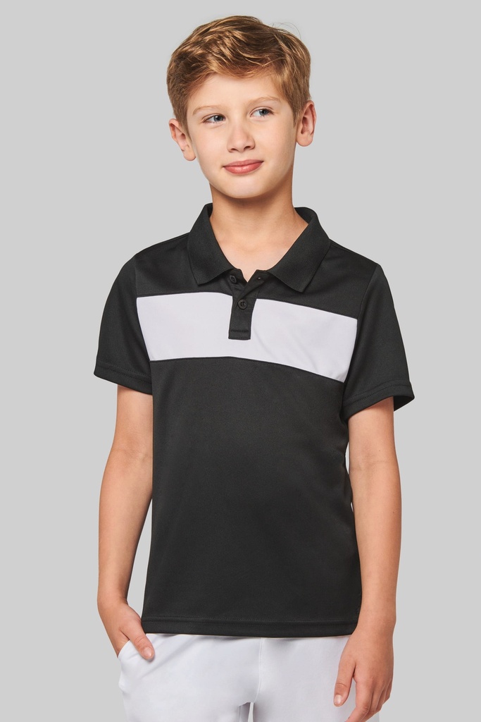 PA494 - Polo manches courtes enfant - White_Black