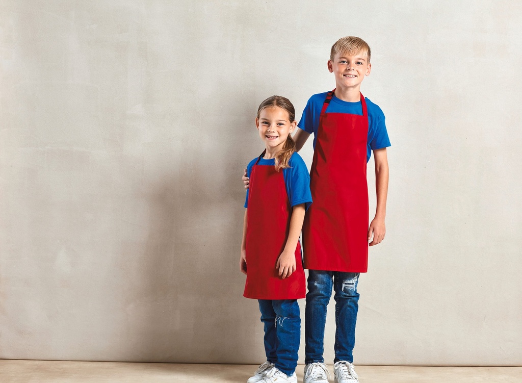 [PR145-Red-Enfant3-6ans] PR145 - Tablier à bavette imperméable "Essential"  - Red (Enfant 3-6 ans)