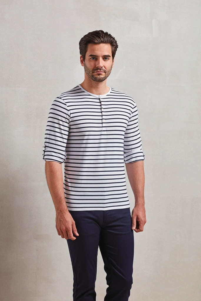 PR218 - T-shirt homme "Long John" - White_Navy