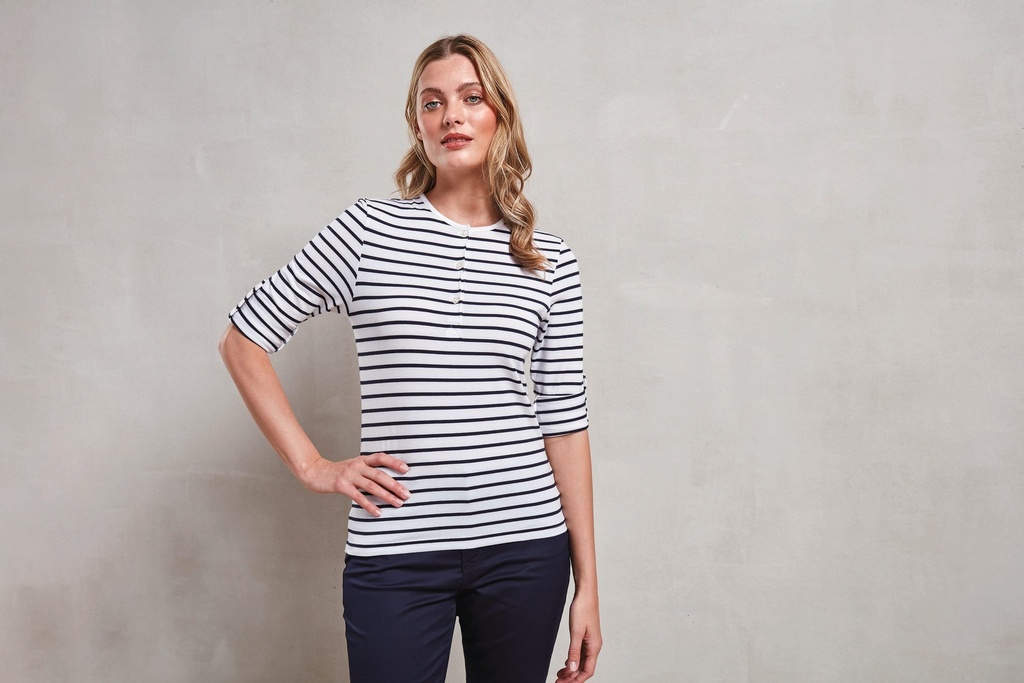 [PR318-White-XS] PR318 - T-shirt femme "Long John" - White (XS)