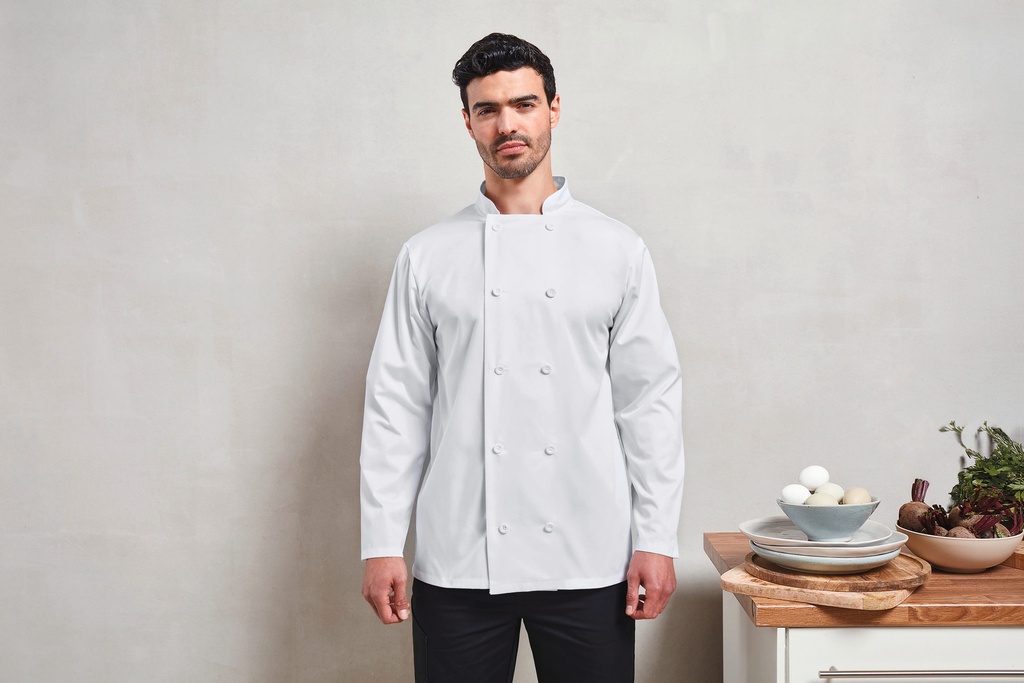 [PR657-White-XS] PR657 - Veste de cuisine manches longues - White (XS)