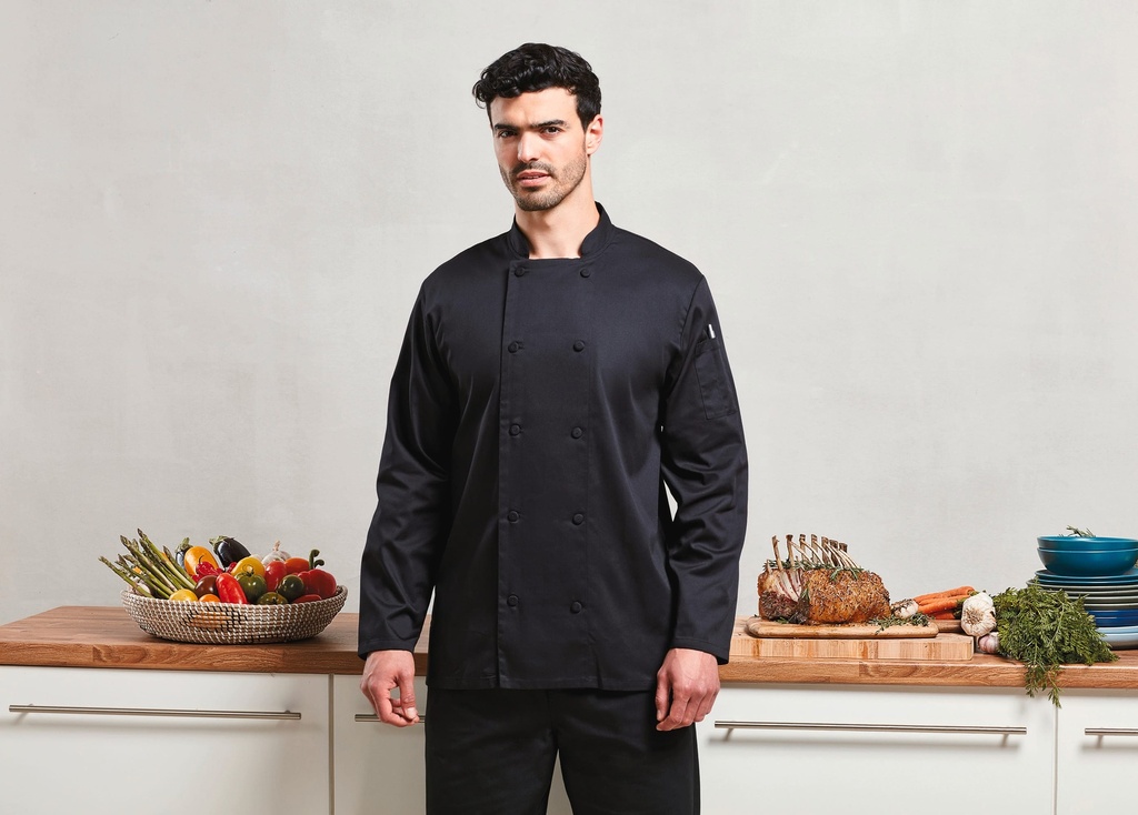 [PR903-White-XS] PR903 - Veste chef cuisinier manches longues Coolchecker® - White (XS)