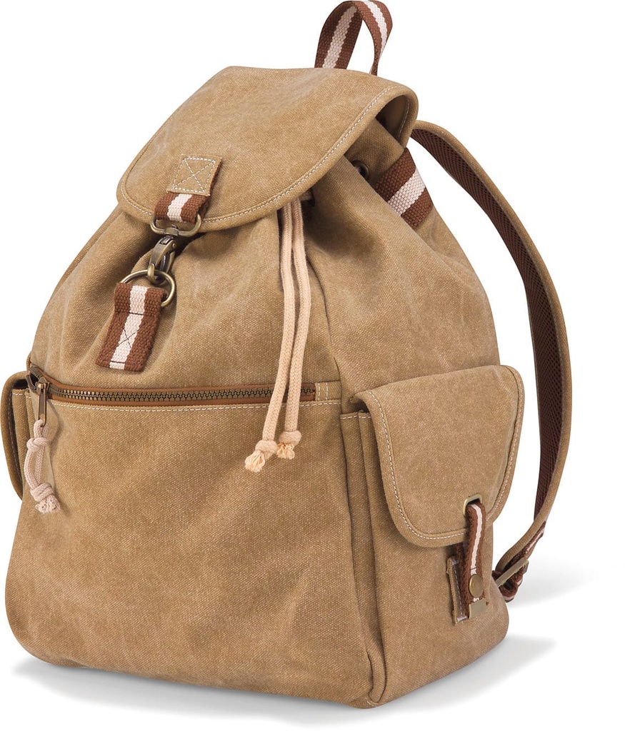 [QD612-Sahara-OneSize] QD612 - Sac à dos vintage en toile - Sahara