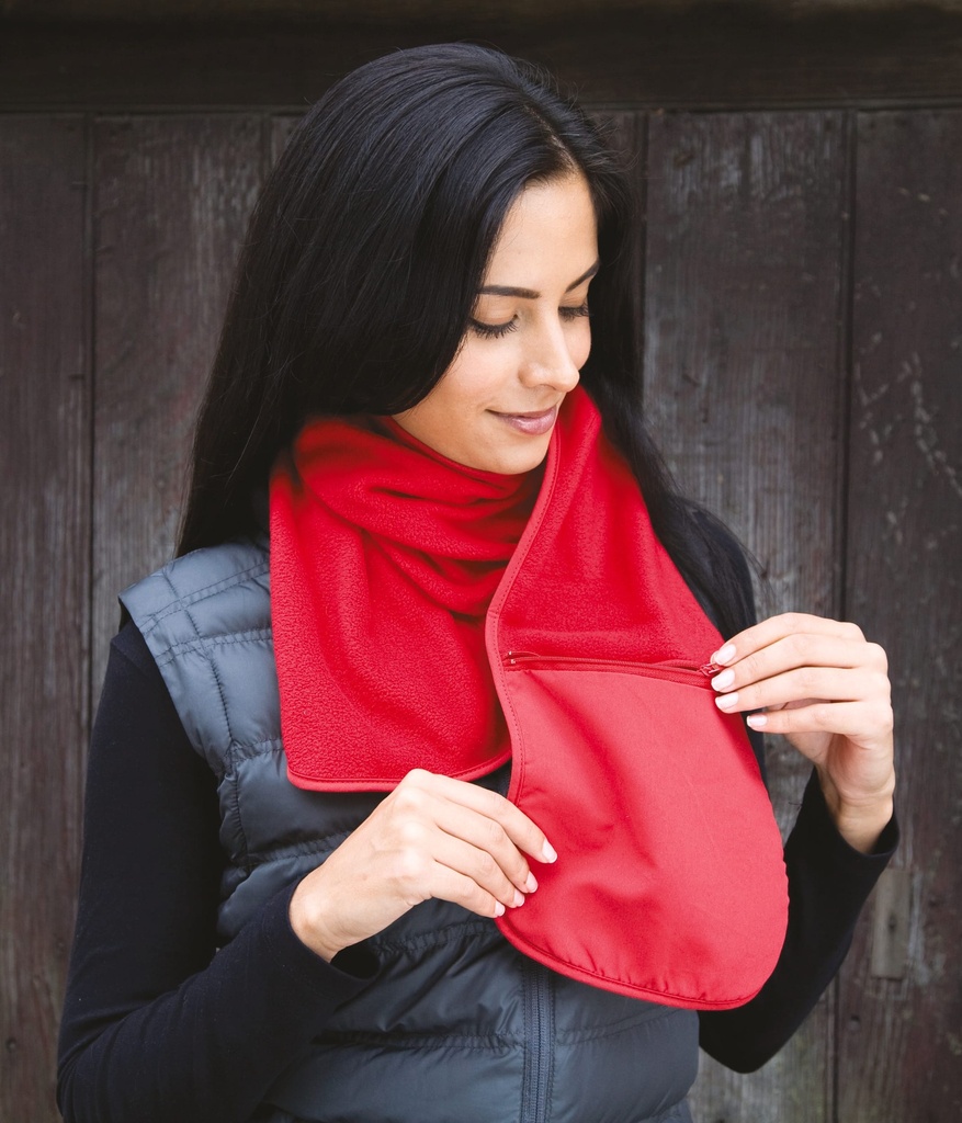 [R100-Black-OneSize] R100 - ÉCHARPE POLARTHERM avec poche zippée - Black