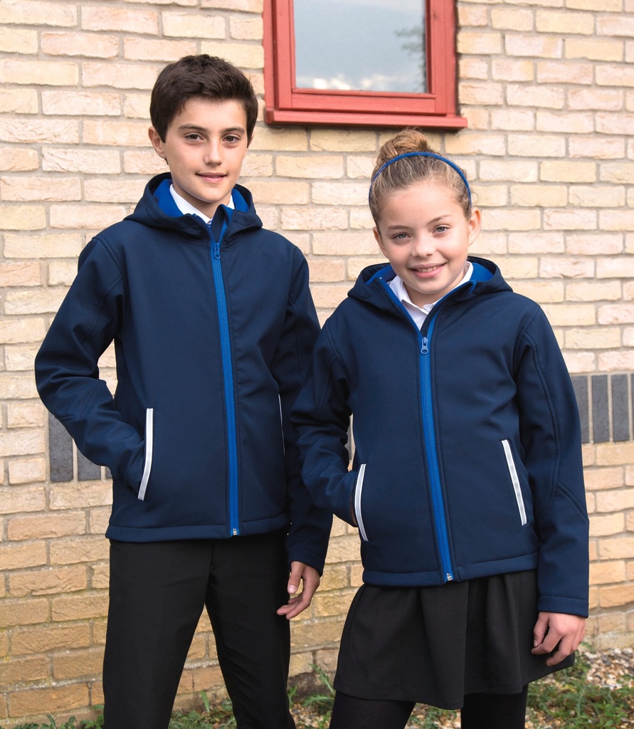 R224JY - Veste Softshell Capuche Enfant - Red_Black
