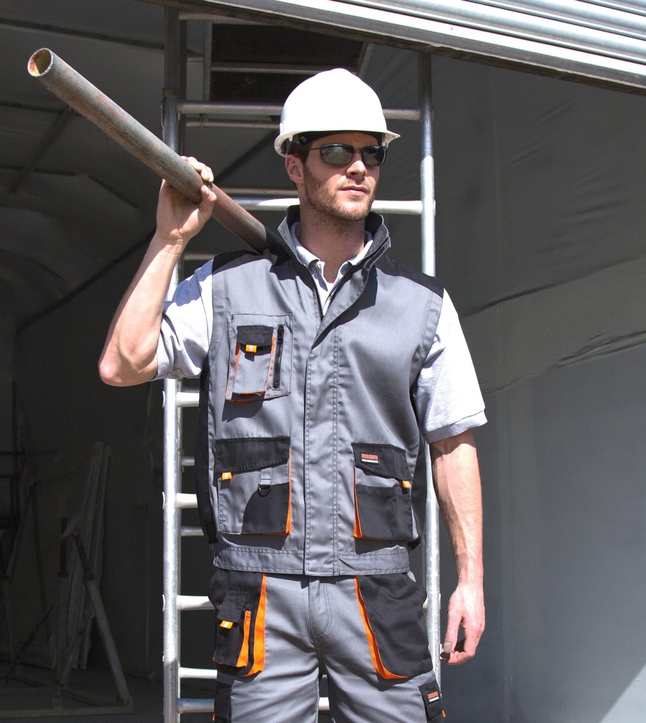[R317X-Black_Grey_Orange-S] R317X - Gilet multipoches Lite - Black_Grey_Orange (S)