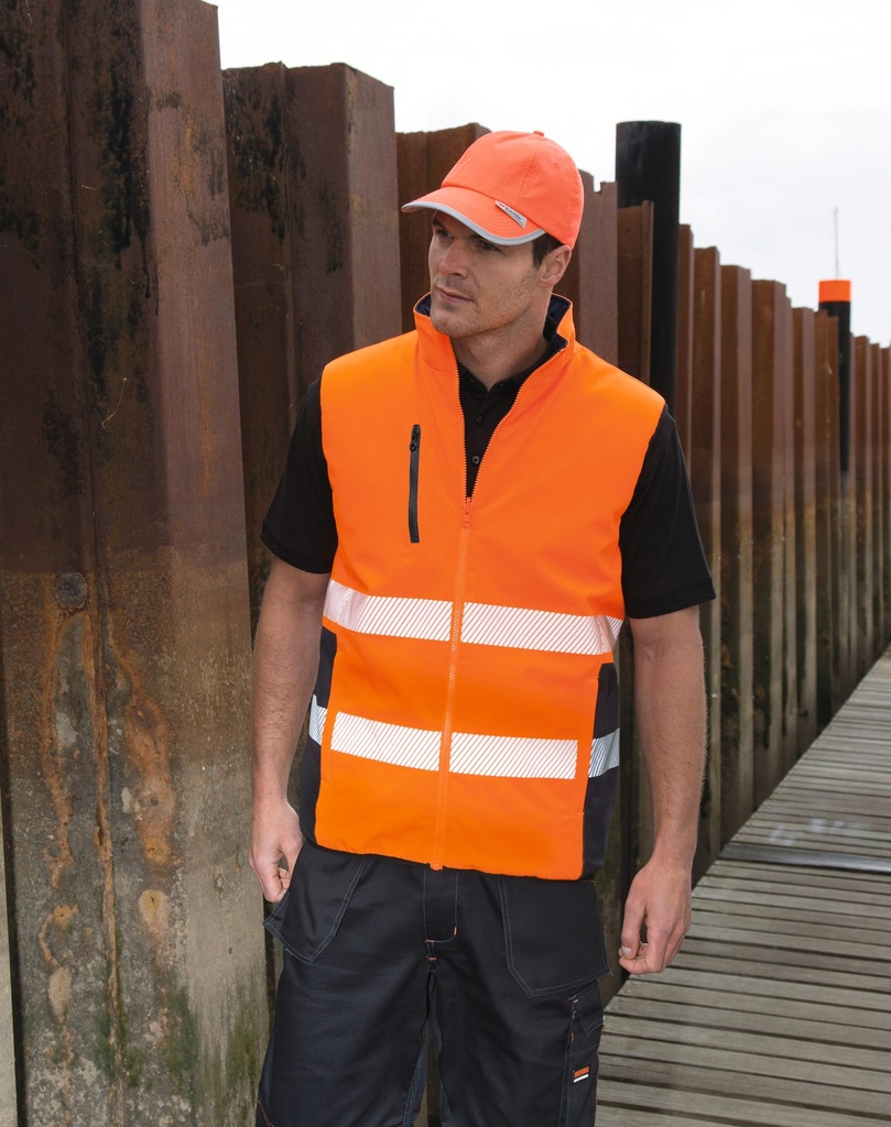[R332X-FluorescentOrange_Navy-S] R332X - Bodywarmer de sécurité réversible - FluorescentOrange_Navy (S)