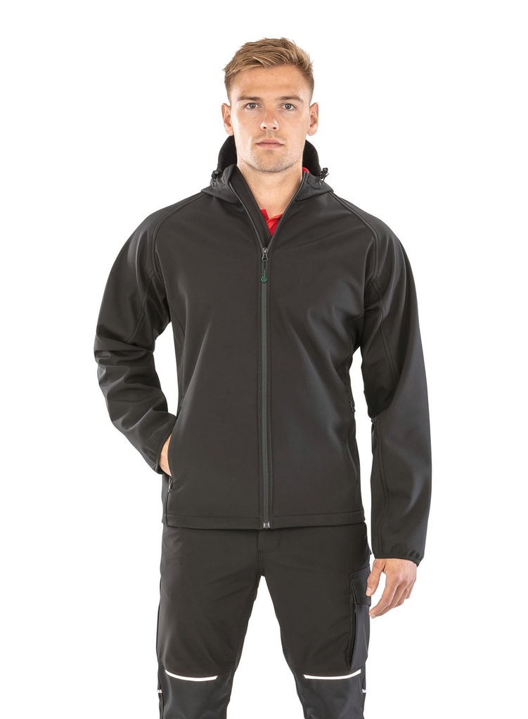 R911M - Veste softshell recyclée 3 couches à capuche homme - Black