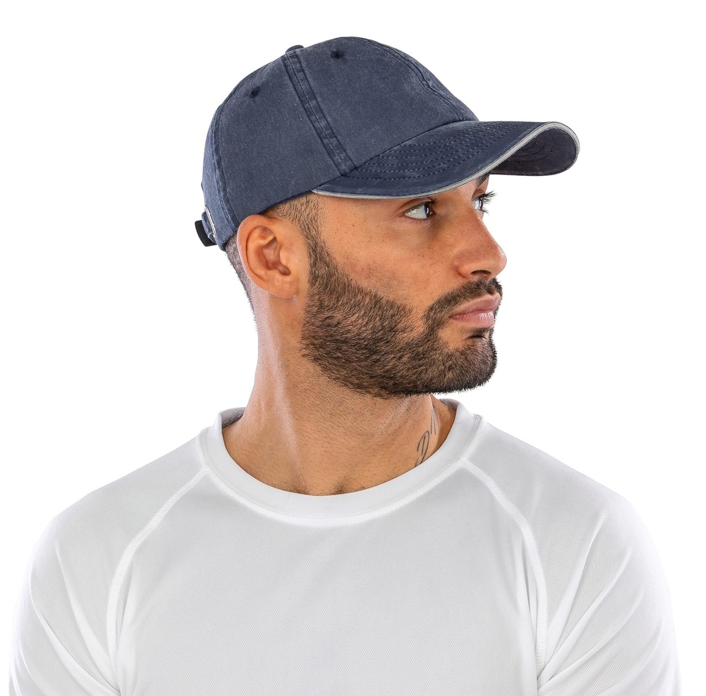 [RC054X-Putty_Navy-OneSize] RC054X - Casquette coton fine ligne lavé avec visière sandwich - Putty_Navy