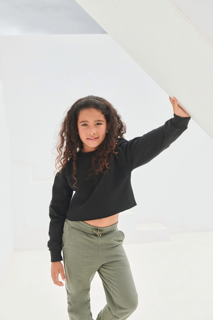 [SM515-HeatherGrey-7/8ans] SM515 - Sweat-shirt enfant Slounge - HeatherGrey (7/8 ANS)