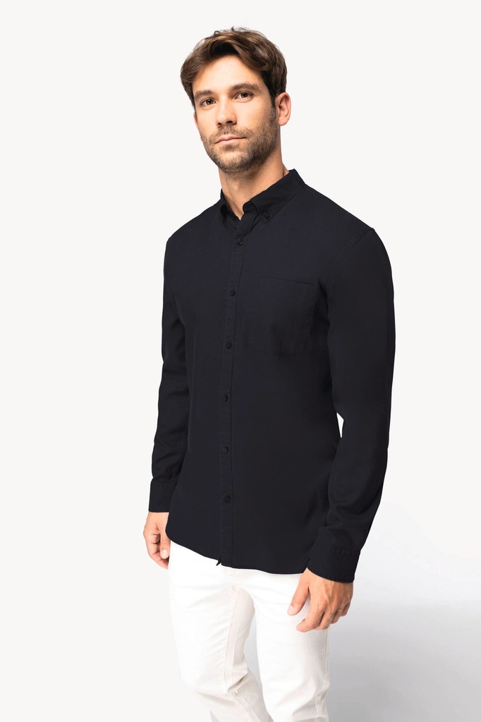 [SP513-WashedWhite-S] SP513 - Chemise écoresponsable en lyocell homme  - WashedWhite (S)