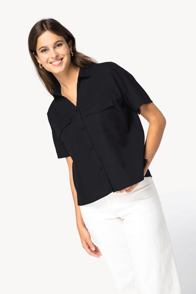 SP514 - Chemise écoresponsable oversize en lyocell femme  - WashedDarkNavy
