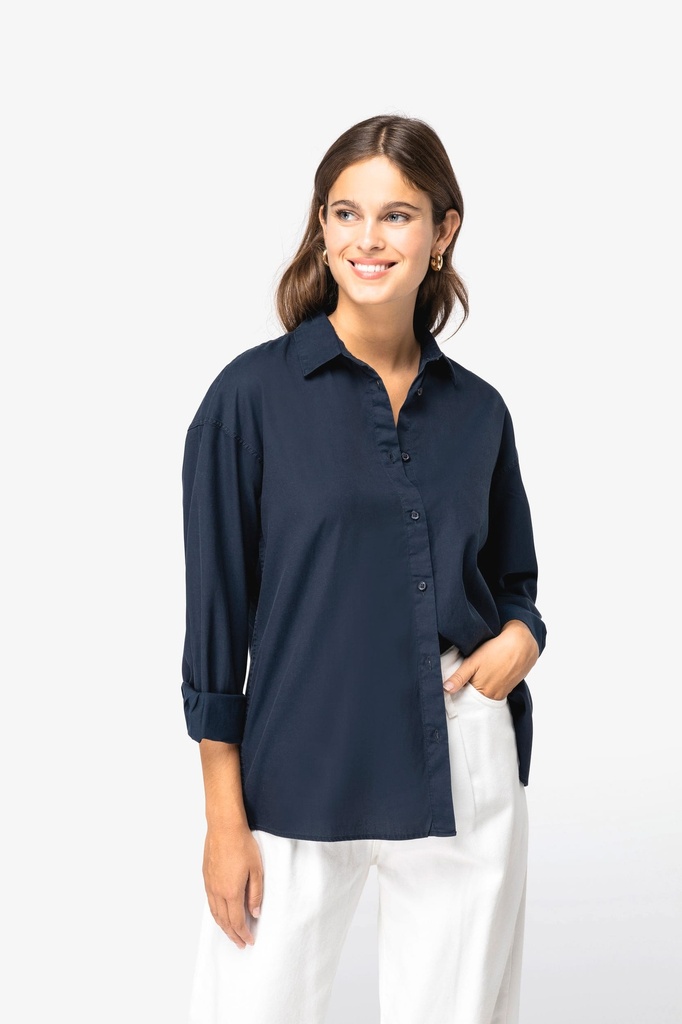 [SP515-WashedDarkNavy-XS] SP515 - Chemise écoresponsable en lyocell femme  - WashedDarkNavy (XS)