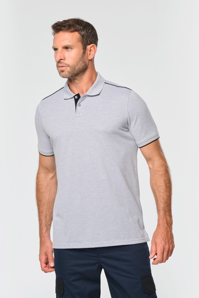 [WK270-Camel_Black-S] WK270 - Polo Day To Day contrasté manches courtes homme - Camel_Black (S)