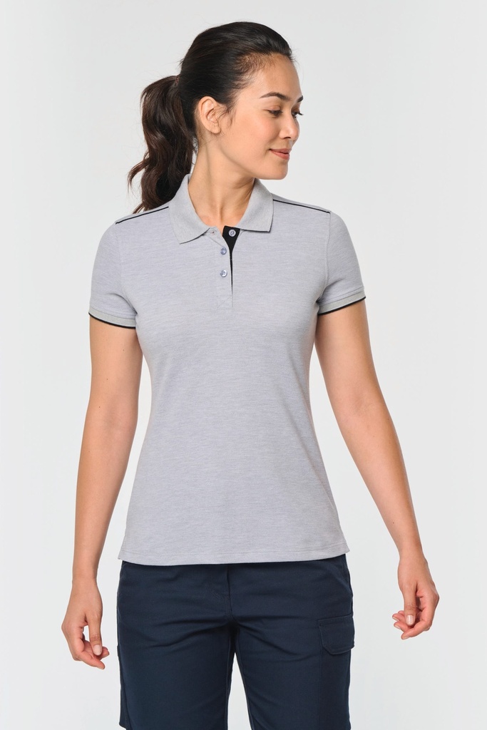 [WK271-Navy_FluorescentOrange-XS] WK271 - Polo Day To Day contrasté manches courtes femme - Navy_FluorescentOrange (XS)