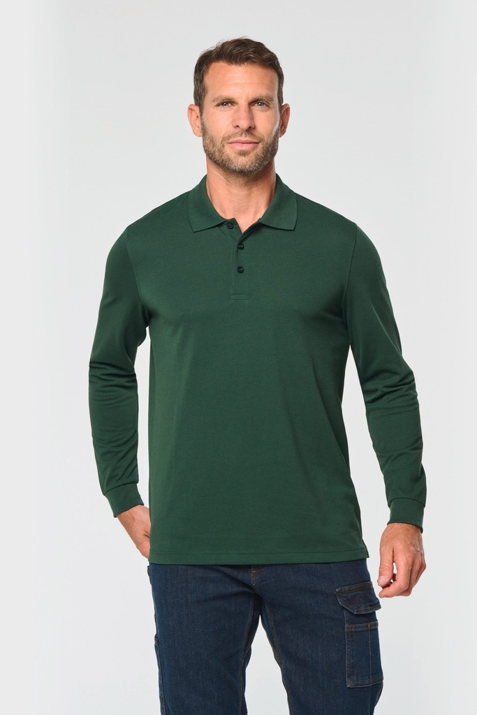 [WK276-White-S] WK276 - Polo manches longues homme - White (S)